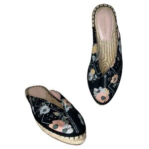 Avec Les Filles Val blue floral print espadrille mule size 8